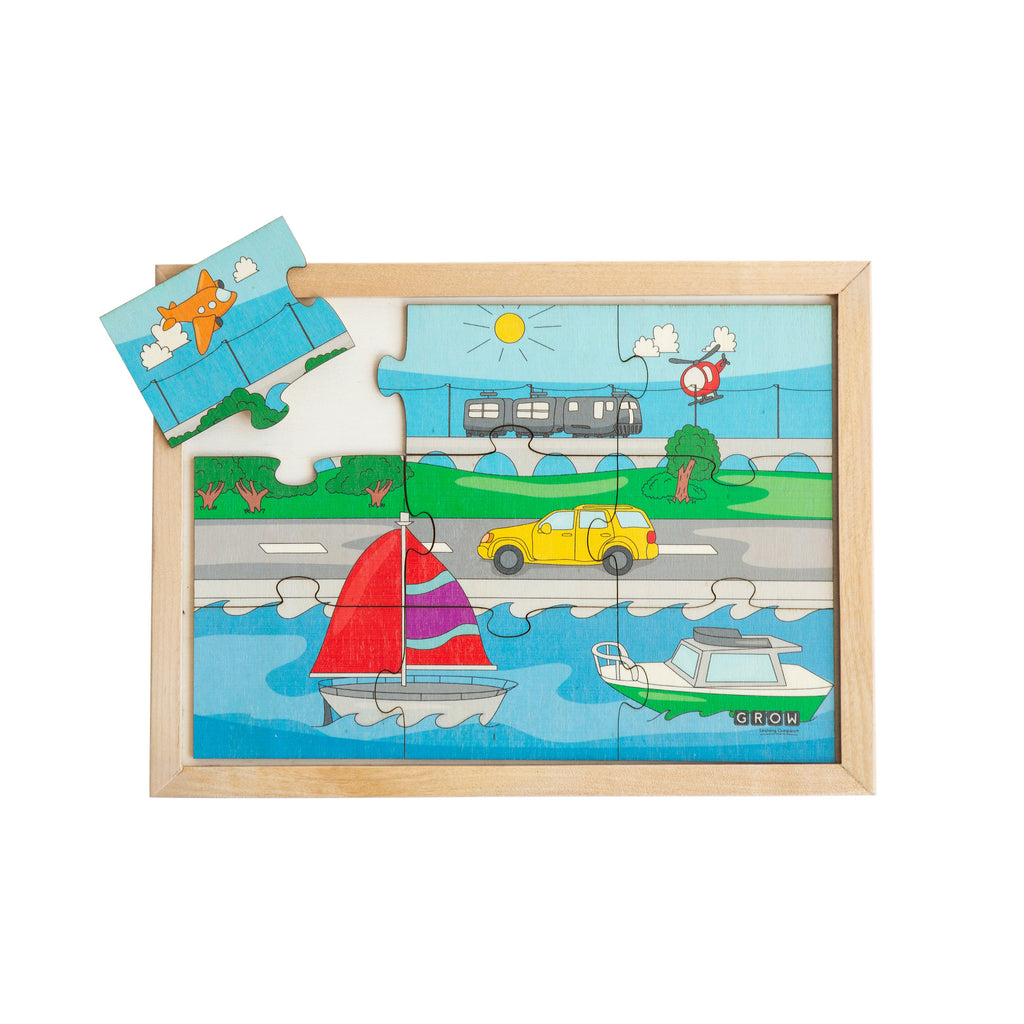 Sea, Land, Air Transport 9 Piece Puzzle (tray)