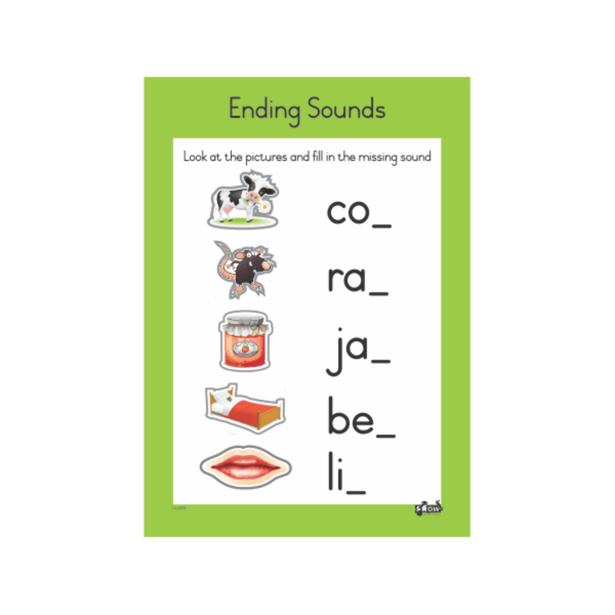 Final Sound Chart Ending Sound Chart Ending Sound Worksheet Contains Pictures Of Common